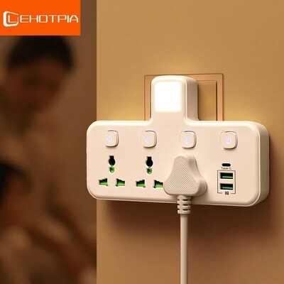 EU UK AU US Plug AC Outlet Power Strip Multiprise Wall Socket Universal Network Filter USB Cherger Отделен превключвател Светлинен адаптер