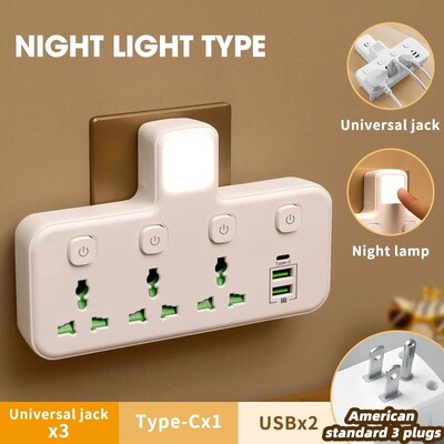 EU UK AU US Plug AC Outlet Power Strip Multiprise Wall Socket Universal Network Filter USB Cherger Отделен превключвател Светлинен адаптер