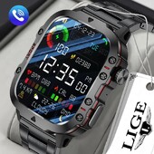 LIGE Нов смарт часовник 1,96-инчов екран 420 MAh Bluetooth разговор Гласов асистент часовник Спорт Фитнес Водоустойчив смарт часовник за мъже
