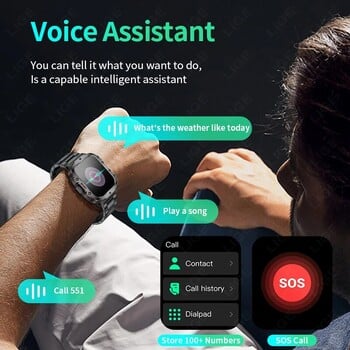 LIGE Νέο Έξυπνο Ρολόι Οθόνης 1,96 ιντσών 420 MAh Bluetooth Κλήση Voice Assistant Ρολόι Sports Fitness Αδιάβροχο Smartwatch για άνδρες