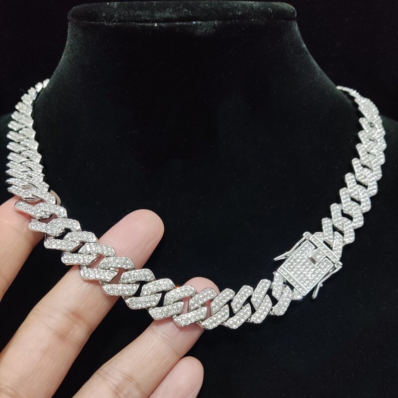 Mehed Naised Hip Hop Rhombus Kuuba kett Iced Out Bling Kaelakee 14mm Laius Ketsid Hiphop Kristall Kaelakeed Moeehted