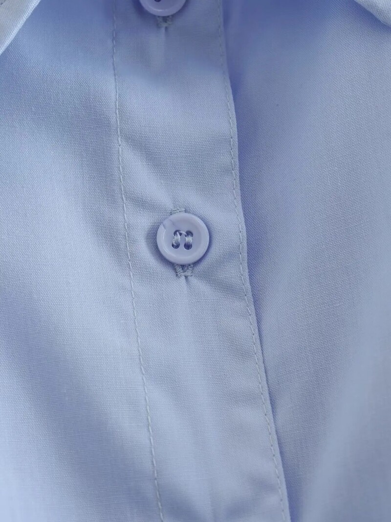 Naiste mood ühevärviline taskudisain Lühike Smock pluus Kontori naissärk Šikk vabaaja pluusid LS3055