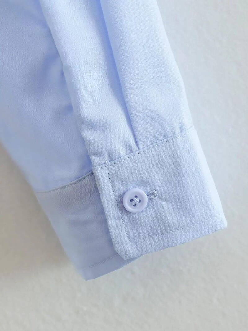 Naiste mood ühevärviline taskudisain Lühike Smock pluus Kontori naissärk Šikk vabaaja pluusid LS3055