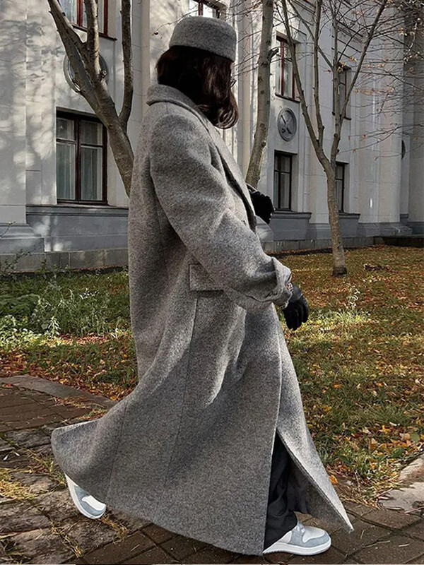 Μόδα Γυναικείο Παλτό γιακά Φθινοπωρινό Χειμώνα Κομψά μακρυμάνικα Γυναικεία Μακριά Παλτό Κομψό Γυναικείο Μπουφάν με διπλό στήθος