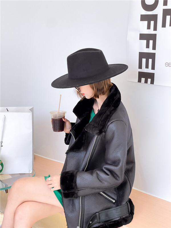 RARF Uus naiste jope eriti paksu sooja ja eriti paksu lambasulgede kunstkarusnahaga ratturiga