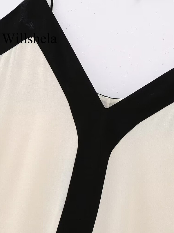 Willshela naiste moevärk, seljata vaba midikleit, vintage õhukeste rihmadega V-kaelusega naiste stiilsed kleidid