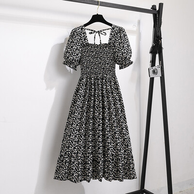 2023 Άνοιξη καλοκαίρι κοντομάνικα φορέματα casual Γυναικεία ελαστική μέση πλισέ σιφόν φόρεμα με πλάτη Γυναικεία φορέματα midi Vestidos