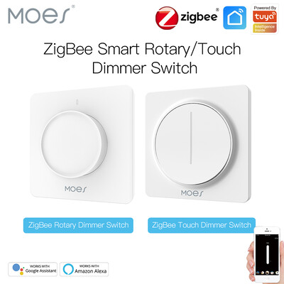 ZigBee Smart Rotary/Touch Light Dimmer Switch Smart Life/Tuya APP távirányító Az Alexa Google Voice Assistant EU-val működik