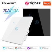 20A/40A Tuya Zigbee Интелигентен превключвател за бойлер за бойлер EU UK 4000/8800W Превключвател за климатик работи с Alexa Alice Google Home