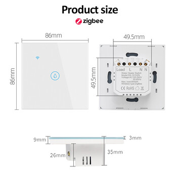 20A/40A Διακόπτης λέβητα έξυπνου θερμοσίφωνα Tuya Zigbee EU UK 4000/8800W Διακόπτης κλιματιστικού Λειτουργεί με την Alexa Alice Google Home