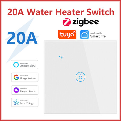 20A/40A Tuya Zigbee Интелигентен превключвател за бойлер за бойлер EU UK 4000/8800W Превключвател за климатик работи с Alexa Alice Google Home