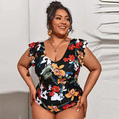 Γυναικεία μπικίνι Y2K Floral Plus Size Γυναικεία μαγιό με στάμπα λεοπάρ