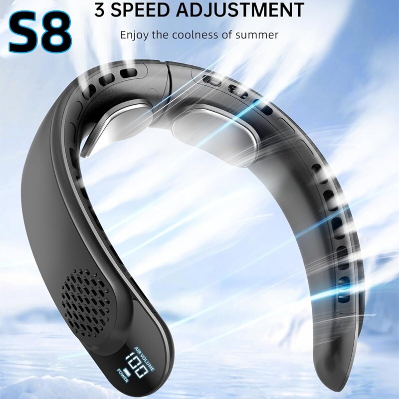 4 mootoriga S8 kaela ventilaator jahutus laetav kliimaseadme ventilaator Õhujahuti 3600 mAh õhukonditsioneer 3 kiirusega välispordiks