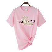 Νέο γυναικείο μπλουζάκι Luxury Plus Size Υψηλής ποιότητας κοντομάνικο κορυφαίο μπλουζάκι μόδας εμπριμέ μπλουζάκι από βαμβακερό λαιμόκοψη