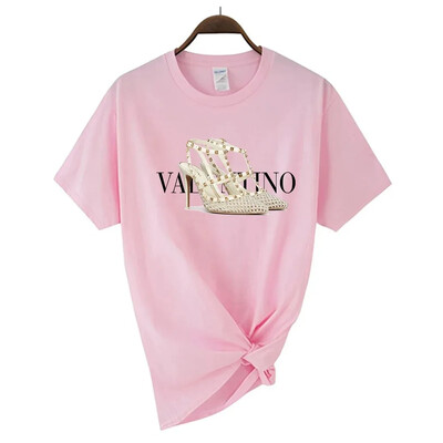 Νέο γυναικείο μπλουζάκι Luxury Plus Size Υψηλής ποιότητας κοντομάνικο κορυφαίο μπλουζάκι μόδας εμπριμέ μπλουζάκι από βαμβακερό λαιμόκοψη