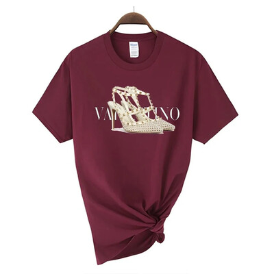 Νέο γυναικείο μπλουζάκι Luxury Plus Size Υψηλής ποιότητας κοντομάνικο κορυφαίο μπλουζάκι μόδας εμπριμέ μπλουζάκι από βαμβακερό λαιμόκοψη