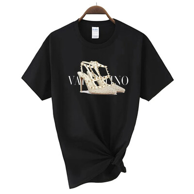 Νέο γυναικείο μπλουζάκι Luxury Plus Size Υψηλής ποιότητας κοντομάνικο κορυφαίο μπλουζάκι μόδας εμπριμέ μπλουζάκι από βαμβακερό λαιμόκοψη