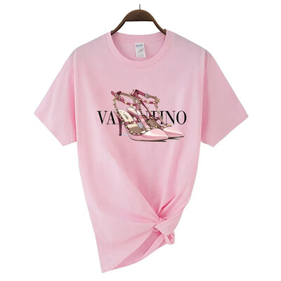 Νέο γυναικείο μπλουζάκι Luxury Plus Size Υψηλής ποιότητας κοντομάνικο κορυφαίο μπλουζάκι μόδας εμπριμέ μπλουζάκι από βαμβακερό λαιμόκοψη