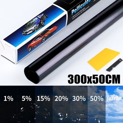 1 Ρολό 300X50cm Χρώμα τζαμιού αυτοκινήτου VLT 5%-50% Ανθεκτικό στις γρατσουνιές Μεμβράνη παραθύρου ηλιακής σκιάς Μεμβράνες ηλιακής προστασίας από υπεριώδη ακτινοβολία για παρμπρίζ