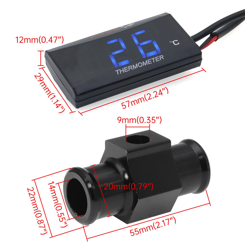Mini matuoklio termometro motociklo KOSO vandens temperatūros matuoklis XMAX300 CB400 MT 07 09 + Koso temperatūros jutiklis