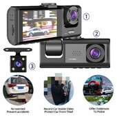 3-канален автомобилен DVR HD 1080P 3-лещи за вътрешно превозно средство Видеорегистратор Трипосочна камера DVRs Рекордер Видеорегистратор Dashcam Видеокамера