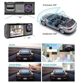 DVR αυτοκινήτου 3 καναλιών HD 1080P 3 φακών Inside Vehicle Dash CamThree Way Camera DVRs Recorder Video Registrator Dashcamcorder