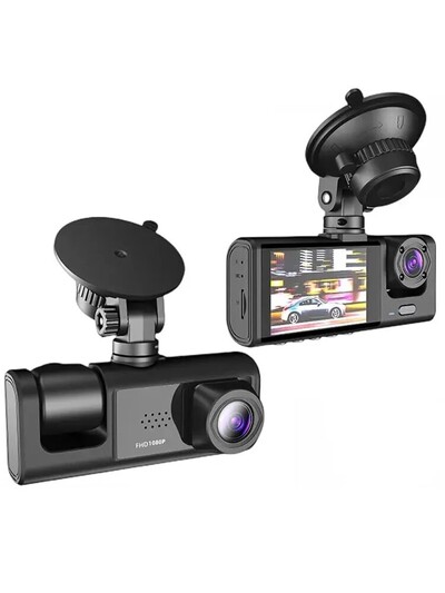 3-канален автомобилен DVR HD 1080P 3-лещи за вътрешно превозно средство Видеорегистратор Трипосочна камера DVRs Рекордер Видеорегистратор Dashcam Видеокамера