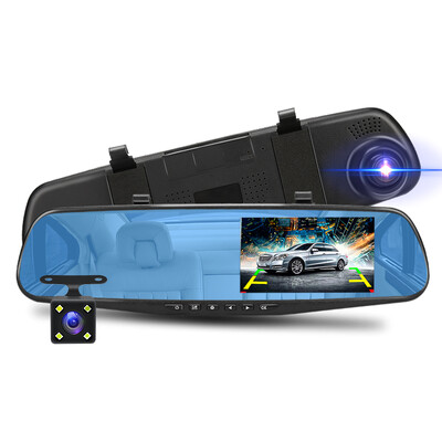 Dashcam White Mirror Dvr 4.3 inčna Dash kamera FHD 1080P Auto Registrator Podrška Kamera za stražnji pogled Video rekorder Auto DVRs