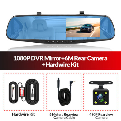 Dashcam White Mirror Dvr 4.3-инчова Dash Camera FHD 1080P Auto Registrar Support Камера за задно виждане Видеорекордер Автомобилни Dvrs