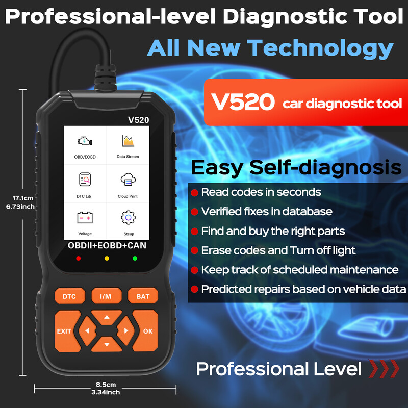 Professzionális OBD2 szkenner diagnosztikai eszköz, továbbfejlesztett ellenőrző motorkód olvasó OBDII/EOBD autódiagnosztikai kiolvasó eszközökkel