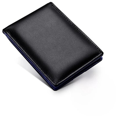 Ретро ултратънък кожен моден Rfid портфейл Мъжки малък компактен кожен държач за карти Мека повърхност Бизнес подарък