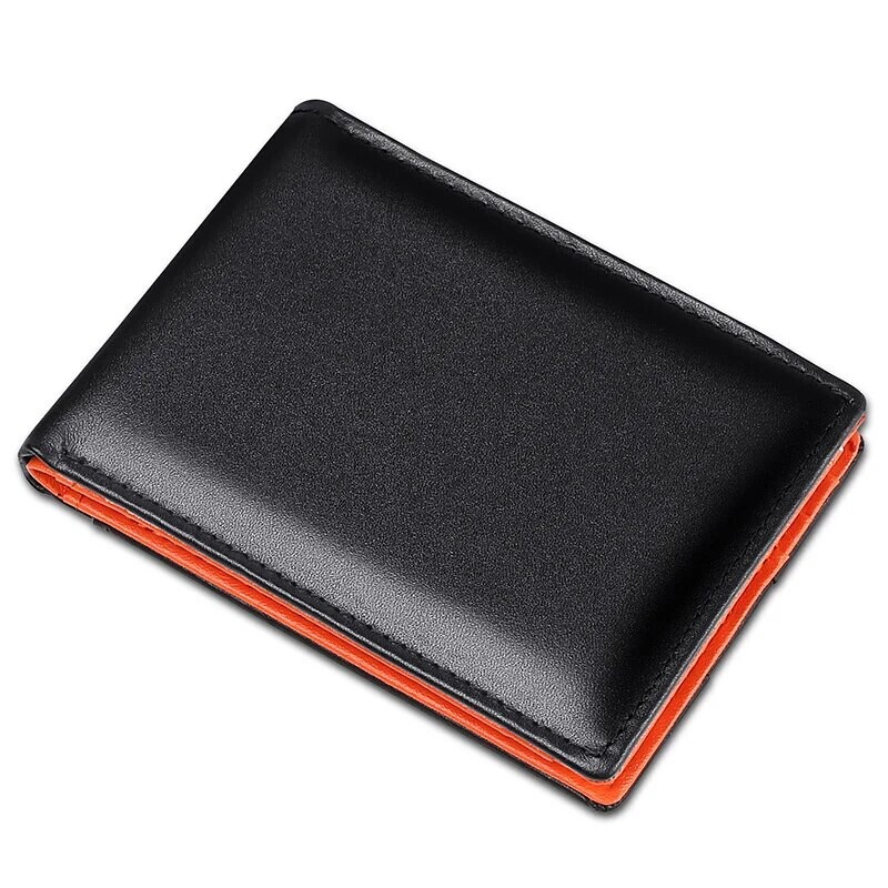 Ρετρό εξαιρετικά λεπτό δερμάτινο ανδρικό πορτοφόλι μόδας Rfid Μικρή συμπαγής δερμάτινη θήκη για κάρτες Soft Surface Business δώρο
