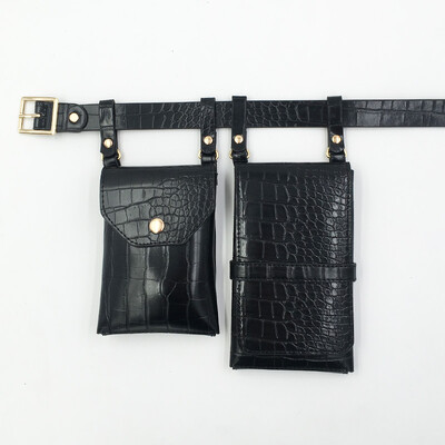 2-osaline naiste vöökott Luksusliku disainiga taktikalised vöökotid Naiste nahast klapiga Fanny Pack õlakott rinnakott