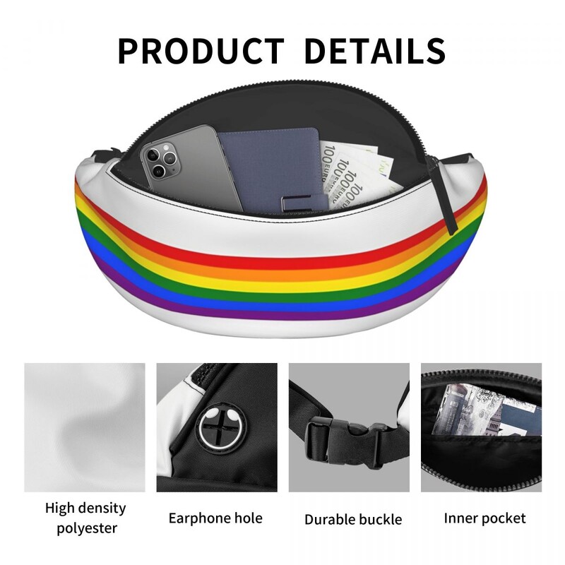 Genți de talie imprimate Mândrie LGBTQ Dungi curcubeu Genți cu curea de modă Bărbați Femei Pachet de călătorie cu design Pachete cu banane