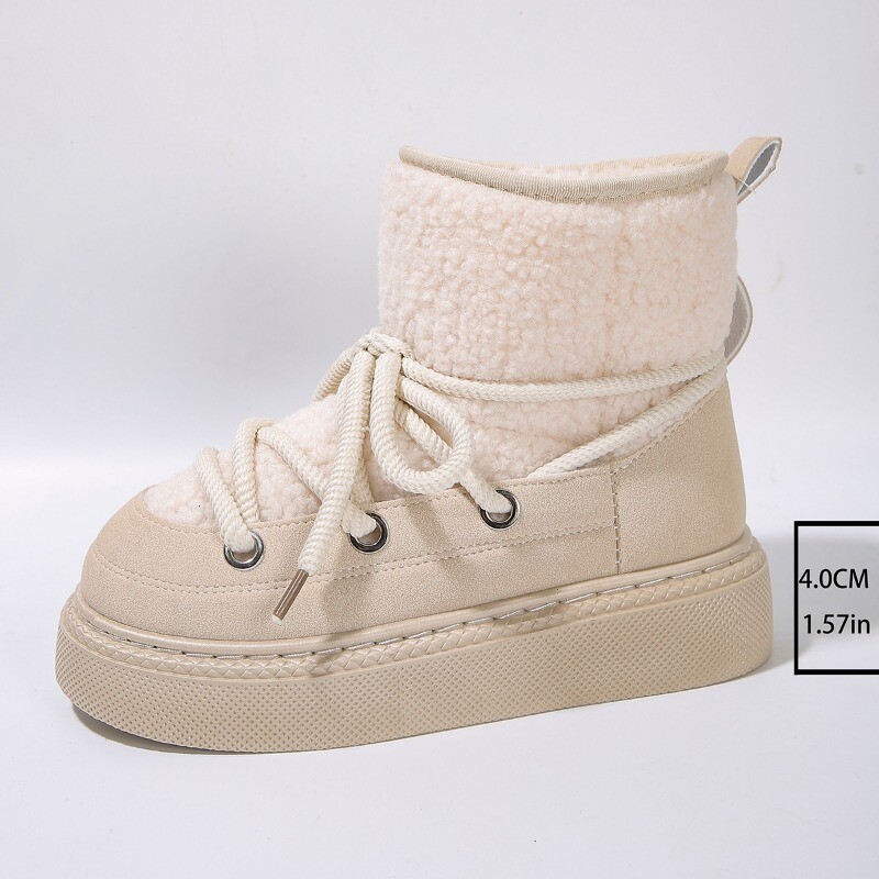 Pantofi de iarnă pentru damă, rezistenți la frig și cald, 2024, ghete cu platformă pentru femei, cu șireturi, cizme scurte la modă, impermeabile, anti-alunecare