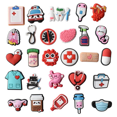 27 бр. Medical Series Shoe Charms Set For Clogs Bogg Bag Bubble Slides Sandals, PVC декорации за обувки Аксесоари за плажна чанта