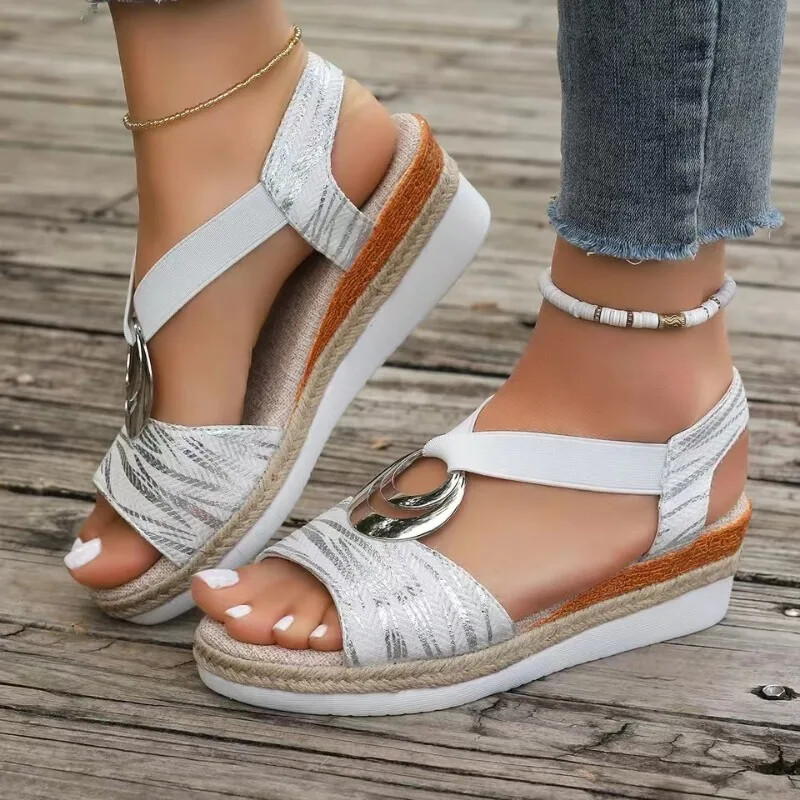 Női Wedges szandálok 2024 Nyári Snake Print Platform szandálok Gladiátor Cipők Női Kényelem Alkalmi középső magassarkú szandálok