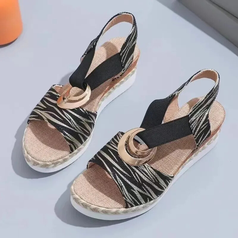 Női Wedges szandálok 2024 Nyári Snake Print Platform szandálok Gladiátor Cipők Női Kényelem Alkalmi középső magassarkú szandálok