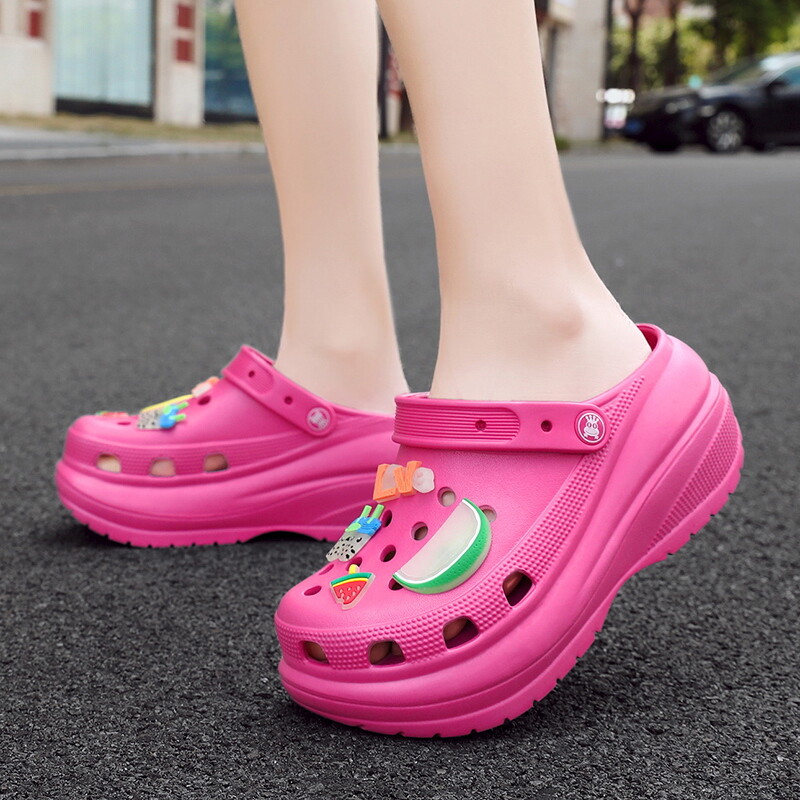 8 cm Suurenenud Disainer Paksud Naised Tüdrukud Suvised Rannasandaalid Sussid Kõrged kontsad Vabaaja platvorm Puukingad plätud Slaidid Kingad