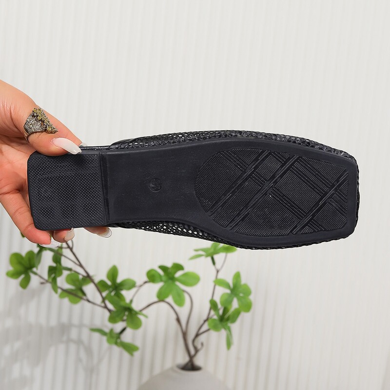 Naiste tasapinnalised libisemiskindlad sussid Suvine mood Võrkriie pea kohal Sandaalid Õõnesvõrk Hingavad jalanõud Sussid Jalatsid