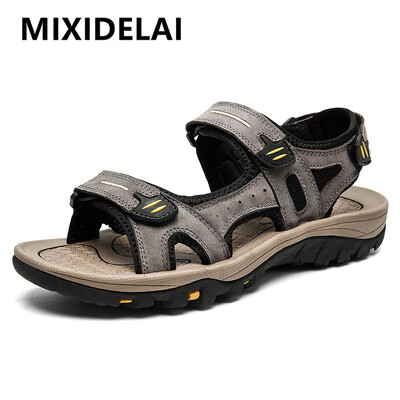 Sandale pentru bărbați din piele naturală, vară, noi, sandale pentru bărbați, dimensiuni mari, pantofi casual pentru bărbați, în aer liber, sandale la modă, papuci, mărime mare 38-48