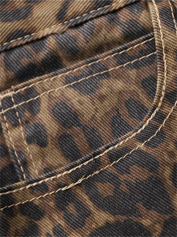 Y2K Leopard τζιν Γυναικεία Ψηλόμεση Κορεάτικο στυλ Φαρδύ τζιν παντελόνι Streetwear φαρδιά ρετρό μόδα Y2k τζιν