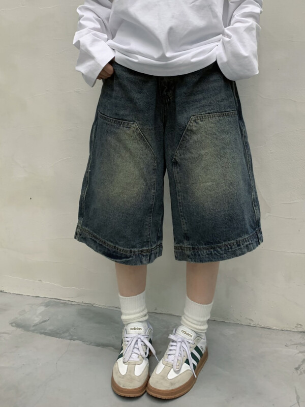 QWEEK Y2k Vintage Baggy Jorts Naiste laia säärega Five Points teksad Korea tänavarõivad vabaaja Oversize pestud teksapüksid suvised