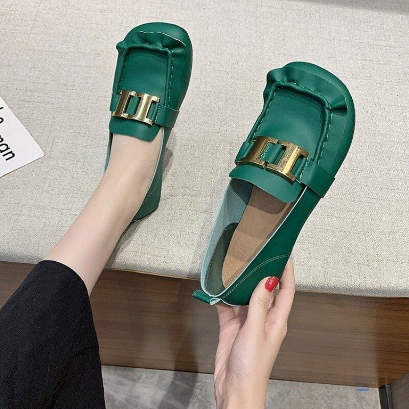 Loafers, Interneti-kuulsuste kingad, pehme tald, libisemine, vabaaja ümmargused jalanõud, sõidujalatsid, madalad naiste suures suuruses kingad