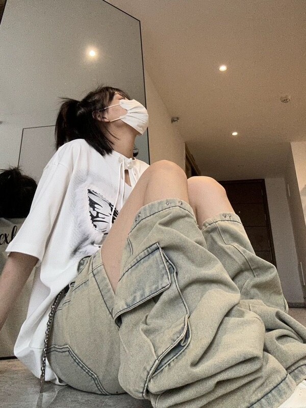 Ameerika uus eemaldatav disain Sense Tooling Teksad Naised Y2K mood gooti retro High Street sirged väikesed vibe vöökohaga püksid