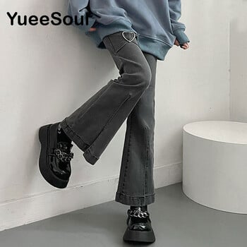 Love Metal Grey Women Jenas High Waist Flares Pants 2022 New Fashion Y2K Vintage Cute Sweet Casual 2000s E girl Женски дрехи