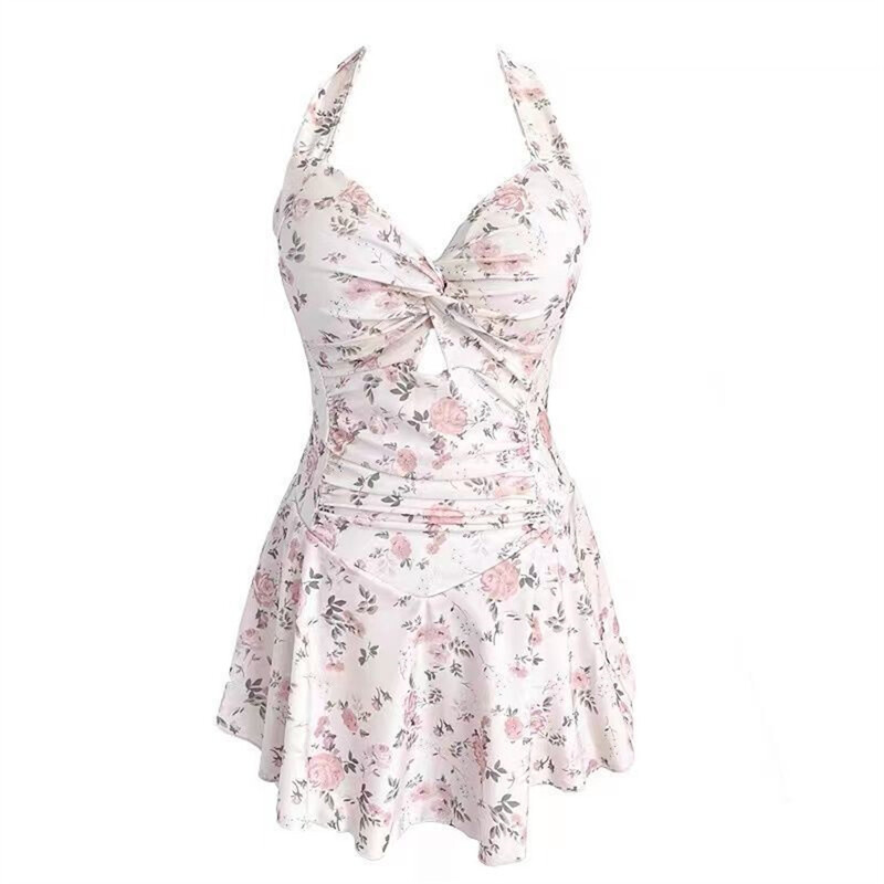 Costum de baie pentru femei, cu gâtul agățat, drăguț, costum de baie, sexy, dintr-o singură piesă, costum de baie, rochie de plajă, costum de baie cu talie înaltă, pentru fete