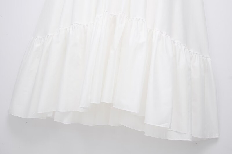 TFMLN Rochie lungă cu etaje pentru femei, elegantă, 2024, modă clasică de vară, rochii cu fermoar lateral, rochie de petrecere cu talie înaltă, linie A