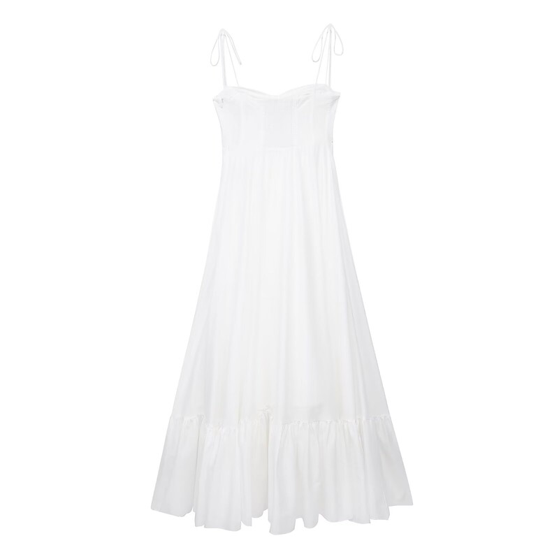 TFMLN Rochie lungă cu etaje pentru femei, elegantă, 2024, modă clasică de vară, rochii cu fermoar lateral, rochie de petrecere cu talie înaltă, linie A