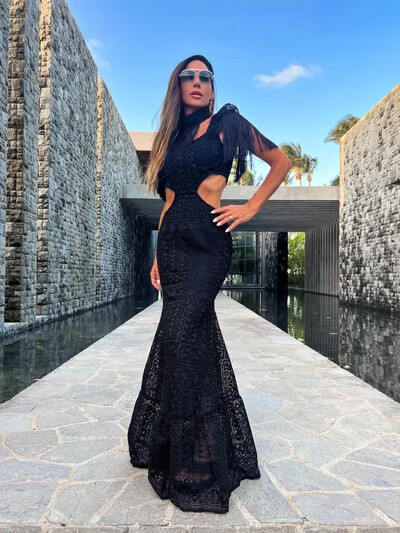 Rochie sexy din dantelă albă pentru femei, cu mâneci cu ciucuri, subțire, talie goală, rochie lungă scobită de vară, pentru plajă, pentru femeie.